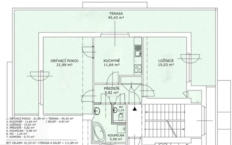 Prodej bytu 2+1, Praha - Dejvice, Mydlářka, 62 m2