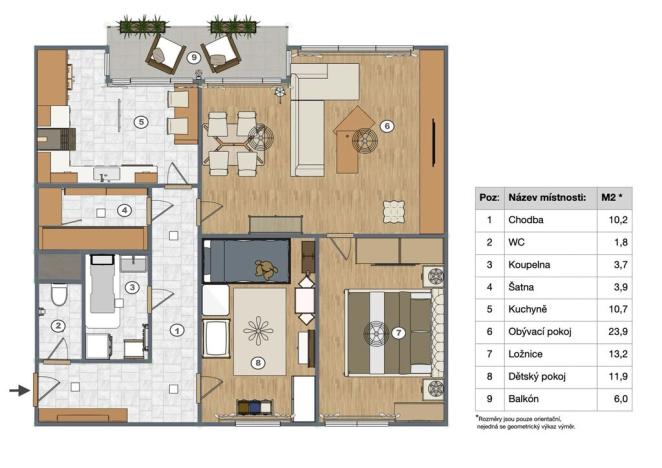 Prodej bytu 3+kk, Kladno - Kročehlavy, Generála Selnera, 79 m2