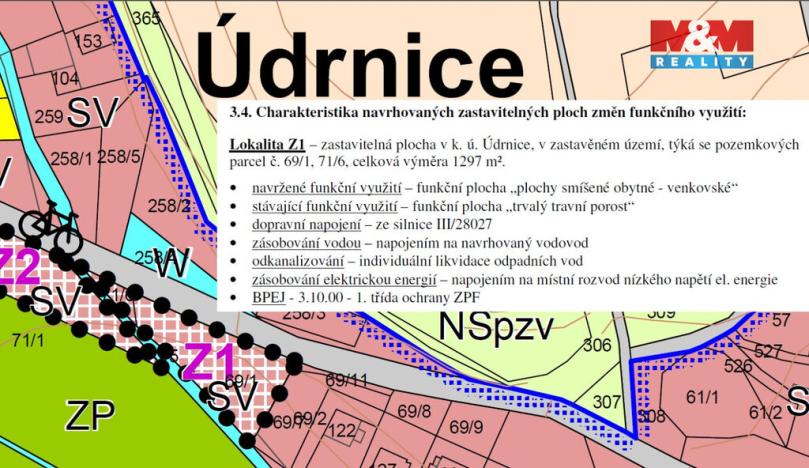 Prodej pozemku pro bydlení, Údrnice, 1215 m2