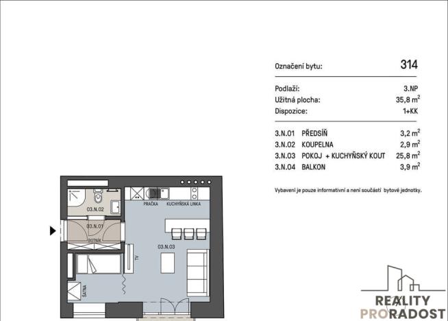 Pronájem bytu 1+kk, Brno, Provazníkova, 30 m2