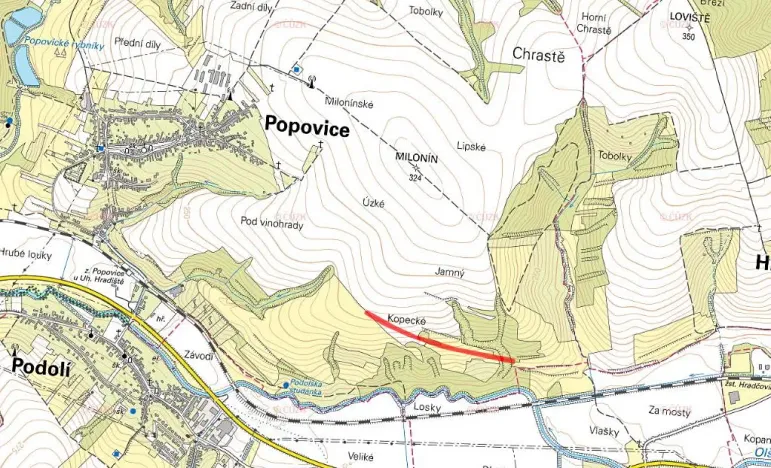 Prodej louky, Popovice, 5635 m2