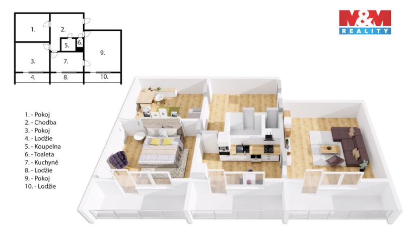 Prodej bytu 3+1, Hlinsko, Československé armády, 67 m2