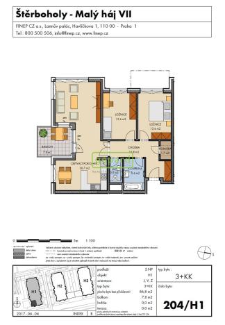 Pronájem bytu 3+kk, Praha, Honzíkova, 86 m2