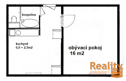 Pronájem bytu 1+1, Napajedla, Nábřeží, 34 m2