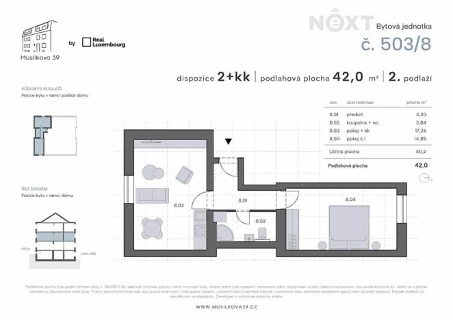 Prodej bytu 2+kk, Praha - Košíře, Musílkova, 42 m2