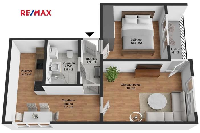 Prodej bytu 2+1, Lošany, 51 m2