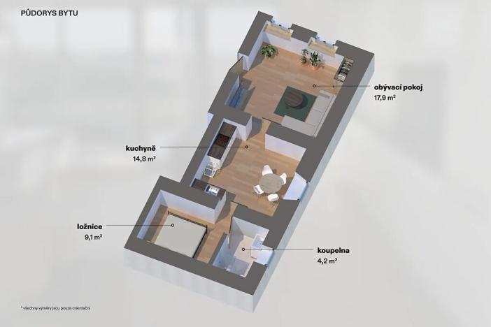 Pronájem bytu 2+1, Hodkovice nad Mohelkou, Liberecká, 45 m2
