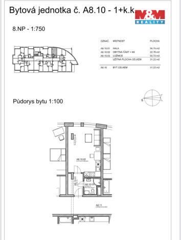 Pronájem bytu 1+kk, Pardubice - Polabiny, Labský Palouk, 32 m2