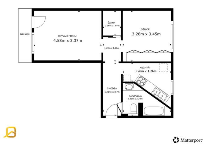 Prodej bytu 2+1, Zlín - Malenovice, Tyršova, 52 m2