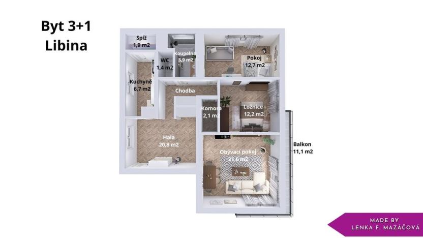 Prodej bytu 3+1, Libina, 83 m2