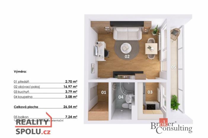 Prodej bytu 1+kk, Hradec Králové - Slezské Předměstí, Třebechovická, 35 m2