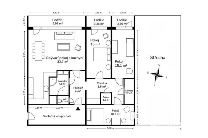 Prodej bytu 4+kk, Praha - Michle, Sedlčanská, 115 m2