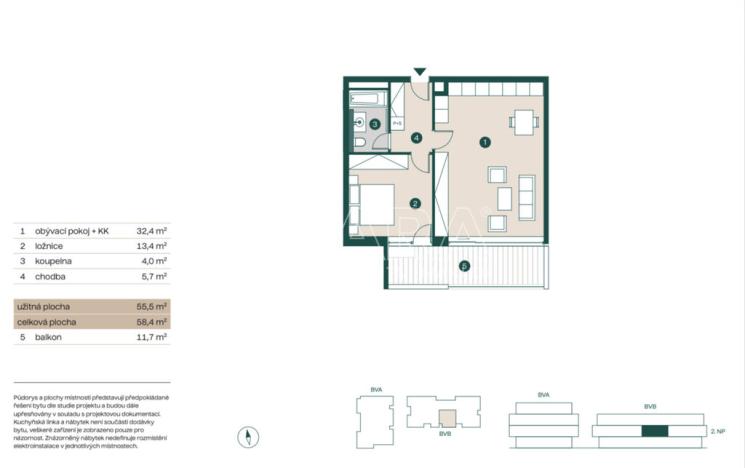Pronájem bytu 2+kk, Praha - Troja, Pod Hrachovkou, 55 m2