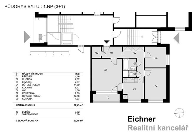 Prodej bytu 3+1, Zlín, Moravská, 69 m2