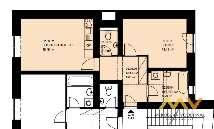 Pronájem bytu 2+kk, Pardubice - Zelené Předměstí, K Višňovce, 58 m2
