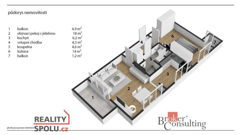 Pronájem bytu 2+kk, Pardubice - Zelené Předměstí, S. K. Neumanna, 53 m2