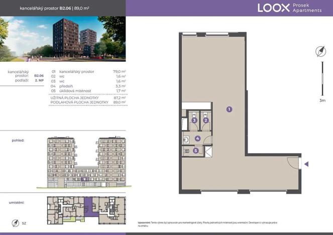 Pronájem kanceláře, Praha - Prosek, Litoměřická, 87 m2