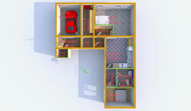 Pronájem bytu 2+1, Uherské Hradiště, U Cihelny, 63 m2