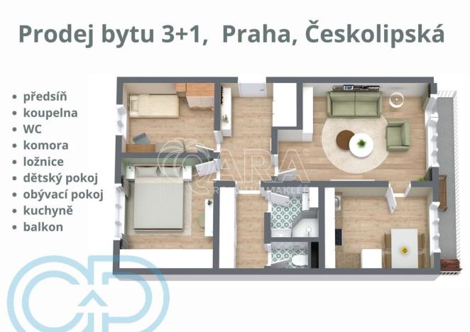 Prodej bytu 3+1, Praha - Střížkov, Českolipská, 60 m2