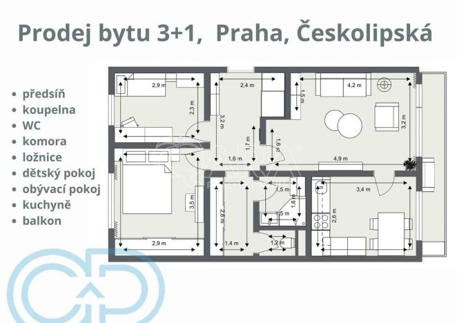 Prodej bytu 3+1, Praha - Střížkov, Českolipská, 60 m2