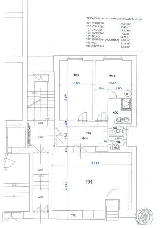 Pronájem obchodního prostoru, Hradec Králové, třída Karla IV., 87 m2