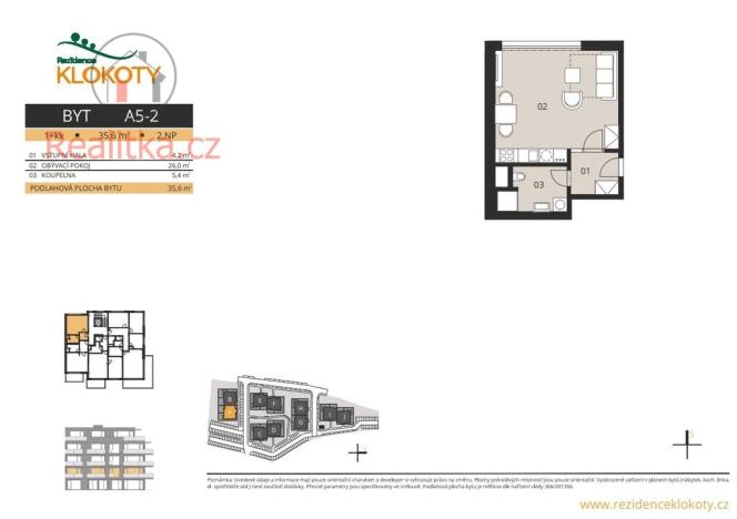 Prodej bytu 1+kk, Tábor - Klokoty, 36 m2