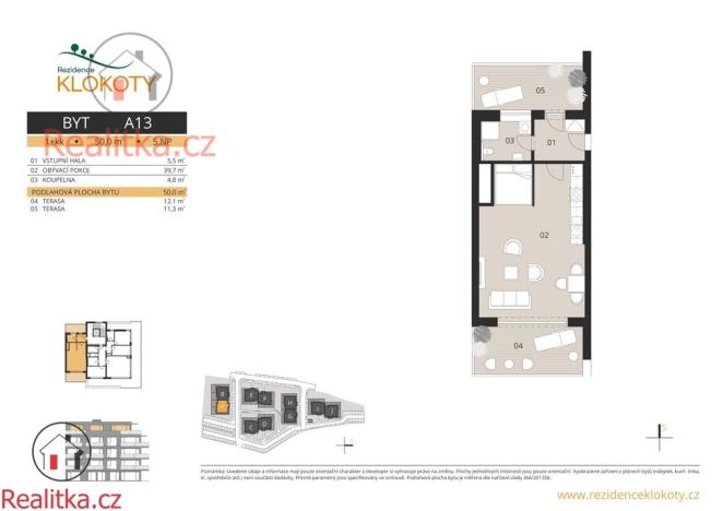 Prodej bytu 1+kk, Tábor - Klokoty, 50 m2