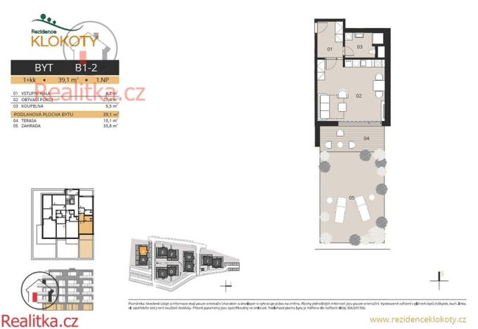 Prodej bytu 1+kk, Tábor - Klokoty, 39 m2