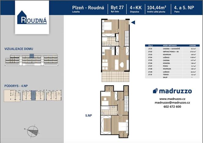 Prodej bytu 4+kk, Plzeň, Na Roudné, 104 m2