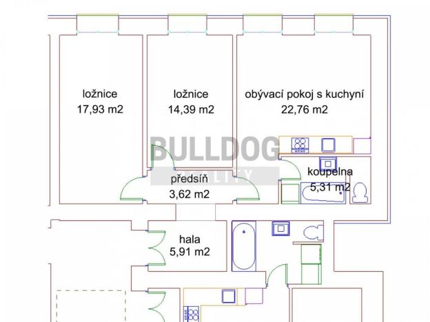 Pronájem bytu 3+kk, Praha - Libeň, Zenklova, 70 m2