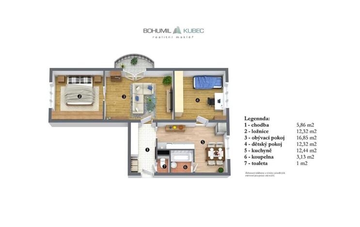 Prodej bytu 3+1, Veselí nad Lužnicí, Vrchlického, 63 m2