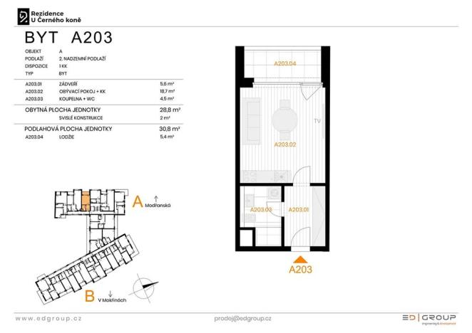 Prodej bytu 1+kk, Praha - Hodkovičky, Modřanská, 31 m2