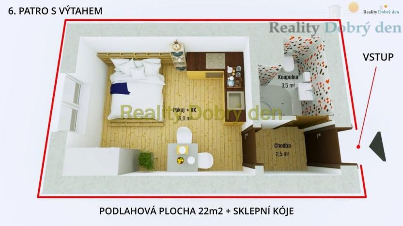Pronájem bytu 1+kk, Opava, Edvarda Beneše, 22 m2