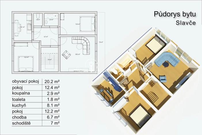 Prodej bytu 3+1, Slavče, 64 m2