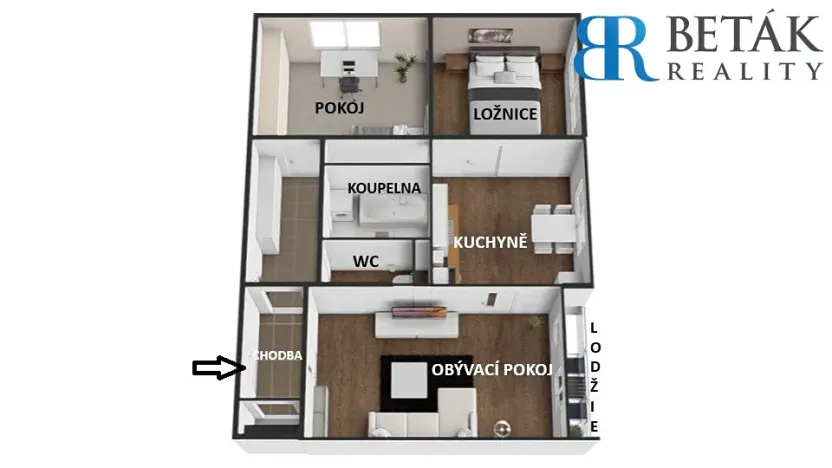 Prodej bytu 3+1, Přerov, Malá Dlážka, 63 m2