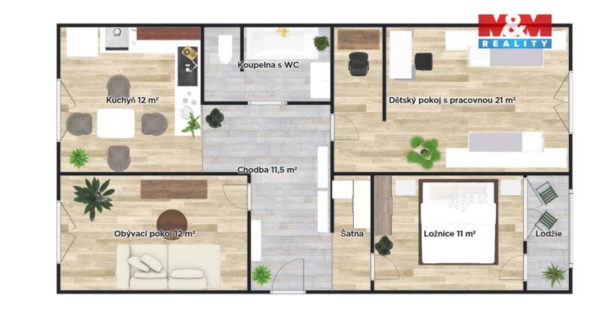 Prodej bytu 3+1, Praha - Černý Most, Kpt. Stránského, 73 m2