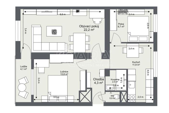 Prodej bytu 3+1, Praha - Horní Počernice, Běchorská, 66 m2