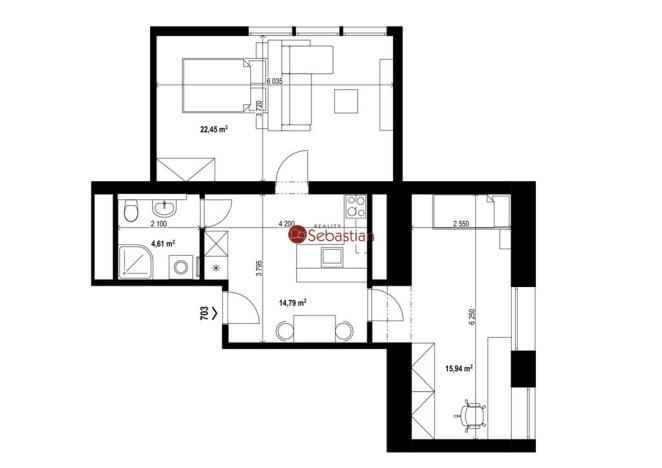 Pronájem bytu 2+1, Teplice - Trnovany, Antonína Sochora, 63 m2