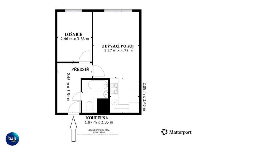 Pronájem bytu 2+kk, Beroun - Beroun-Město, Košťálkova, 44 m2