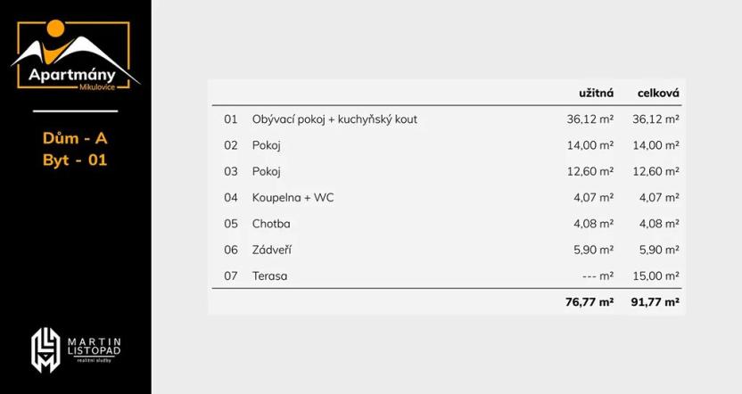 Prodej bytu 3+kk, Mikulovice, 77 m2