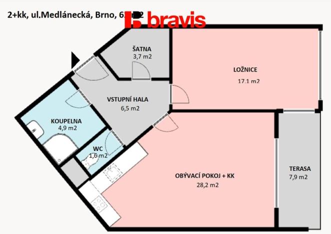 Prodej bytu 2+kk, Brno, Medlánecká, 62 m2