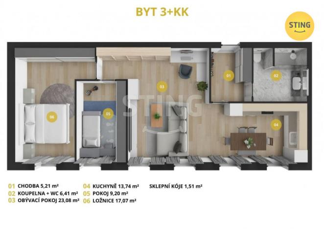 Prodej bytu 3+kk, Opava, Sadová, 75 m2