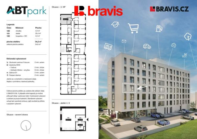 Pronájem bytu 1+kk, Brno - Horní Heršpice, Bohunická, 35 m2