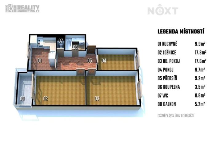 Prodej bytu 3+1, Brno, Vlárská, 71 m2