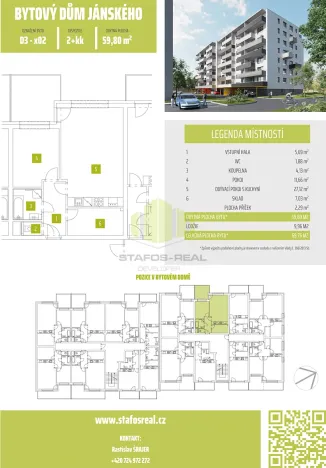 Pronájem bytu 2+kk, Olomouc, Janského, 59 m2