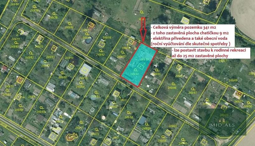 Prodej zahrady, Plzeň, Sluneční, 341 m2