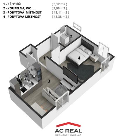 Prodej bytu 2+kk, Brno, Hostislavova, 42 m2
