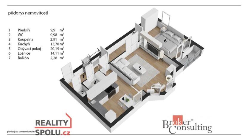Prodej bytu 2+1, Kosmonosy, Jizerská, 64 m2