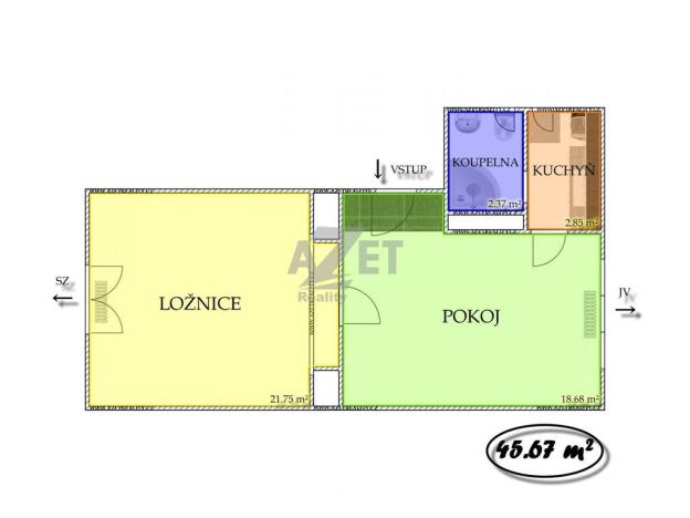Pronájem bytu 2+1, Ostrava - Moravská Ostrava, Českobratrská, 29 m2