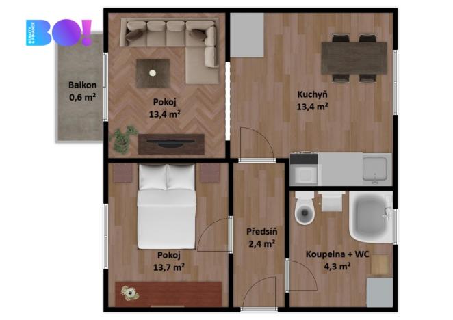 Pronájem bytu 2+1, Benátky nad Jizerou, náměstí 17. listopadu, 51 m2